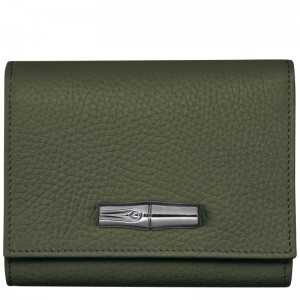 Longchamp Roseau Essential Women's Wallets Khaki | UWL-145703