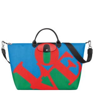 Longchamp x Robert Indiana Women's Travel Bags Red/Navy | FBK-960134